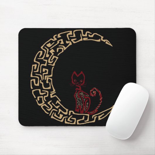 Tapis De Souris Chat artistique sur la Lune Design Mousepad (Avec souris)