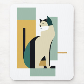 Tapis De Souris Chat assis Art déco - Illustration minimaliste