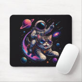 Tapis De Souris Chat astronaute chevauchant à travers l'espace (Avec souris)