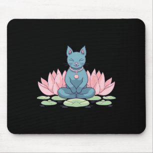 Tapis De Souris Chat au lotus en méditation de yoga spirituel zen