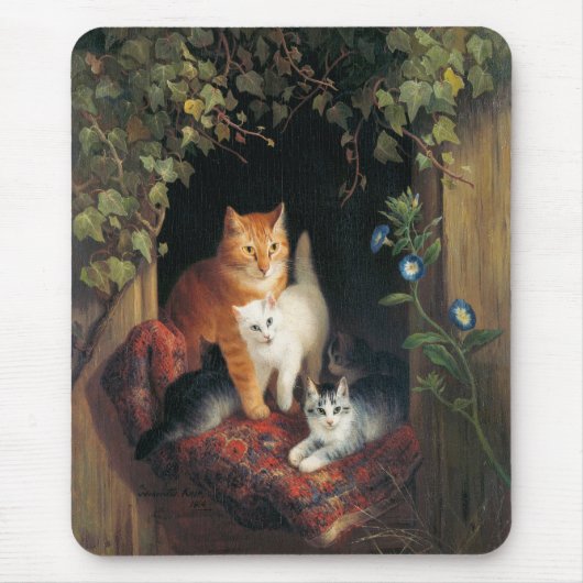 Tapis De Souris Chat avec chatons (Art animal) (Devant)