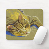 Tapis De Souris Chat avec yeux d'or - Dessin pastel (Avec souris)