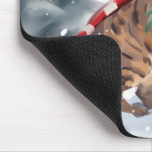 Tapis De Souris Chat Bengal dans Noël enneigé  (Coin)