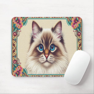 Tapis De Souris Chat Birman Décoratif Bordure encadrée colorée