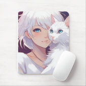 Tapis De Souris Chat blanc (Avec souris)