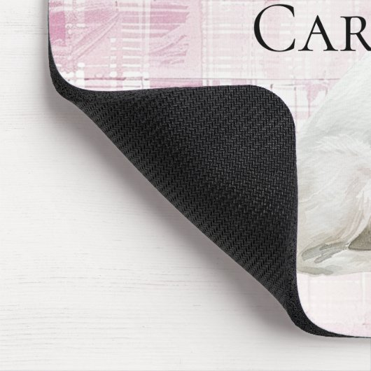 Tapis De Souris Chat blanc à plis rose (Coin)