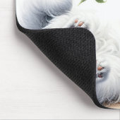 Tapis De Souris Chat blanc avec branche d'arbre (Coin)