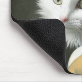 Tapis De Souris Chat blanc avec oreille perle (Coin)