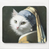 Tapis De Souris Chat blanc avec oreille perle (Devant)