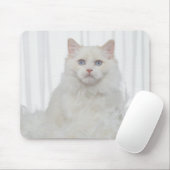 Tapis De Souris Chat blanc avec plumes (Avec souris)