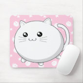 Tapis De Souris Chat blanc mignon de minou de Kawaii (Avec souris)