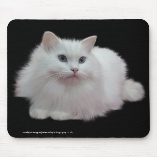 Tapis De Souris Chat blanc pelucheux (Devant)