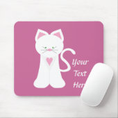 Tapis De Souris Chat blanc (personnalisable) (Avec souris)