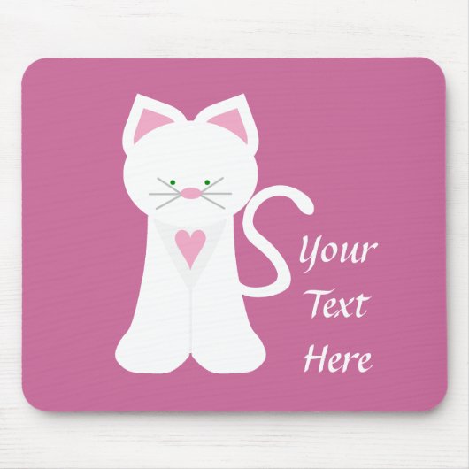 Tapis De Souris Chat blanc (personnalisable) (Devant)