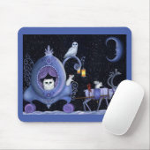 Tapis De Souris Chat Blue Carriage Hivernal Chouette Neige Blanc C (Avec souris)