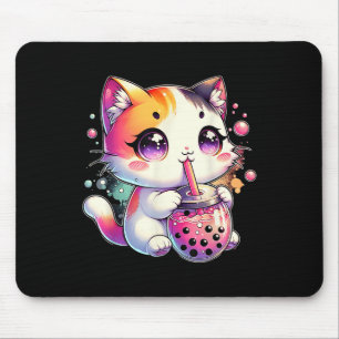 Tapis De Souris Chat Boba Tea Anime Japonais Kawaii Neko Bubble Te