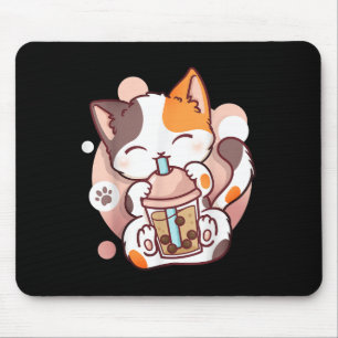 Tapis De Souris Chat Boba Tea Buble Tea Anime Kawaii Neko