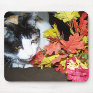 Tapis de souris Chat Calico Automne Feuilles d'Aut
