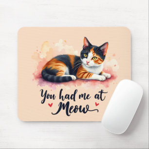 Tapis De Souris Chat Calico Vous M'avez Eu à Miaou Aquarelle