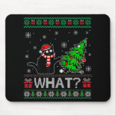 Tapis De Souris Chat Ce Chat Noir Drôle Poussant Arbre De Noël (Devant)