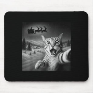 Tapis De Souris Chat Chocs Drôle Selfie Père Noël Sleigh Noël Ni