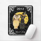 Tapis De Souris Chat & Chouette Halloween Mariage Pad Souris (Avec souris)