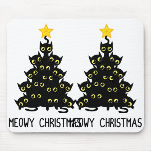 Tapis De Souris Chat Christmas Tree mignonne Noir Kitten Lover Meo