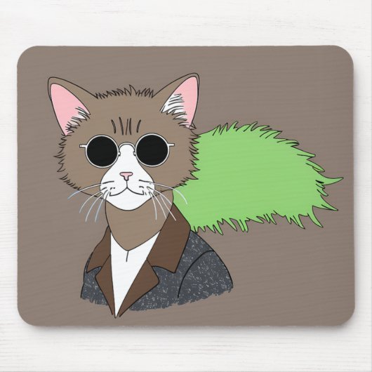 Tapis De Souris Chat cool dans le tablier de souris rétro Shades (Devant)