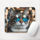 Tapis De Souris chat cool en lunettes de soleil, chat (Avec souris)