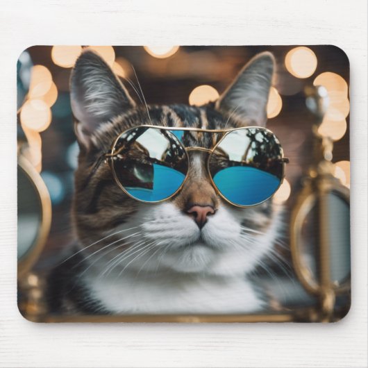Tapis De Souris chat cool en lunettes de soleil, chat (Devant)