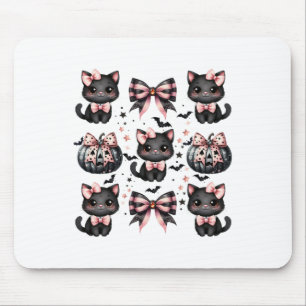 Tapis De Souris Chat Coquette Halloween Vaches noir rose Halloween