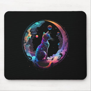 Tapis De Souris Chat Cosmique Cool Crescent Coloré Lune Et Nuages