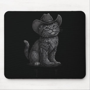Tapis De Souris Chat cow-boy Kitty Up Vintage Chat occidental