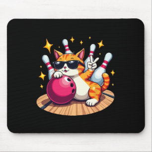 Tapis De Souris Chat Cute Avec Chat Sungles Jouant Au Bowling Pour