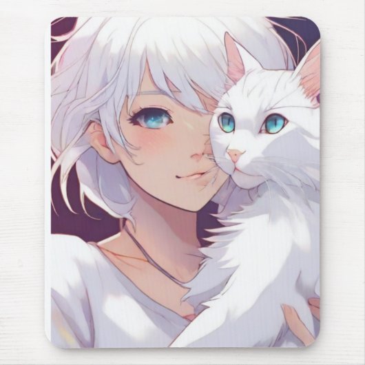 Tapis De Souris Chat Dame Blanche (Devant)