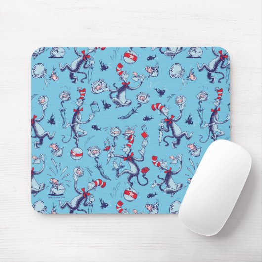 Tapis De Souris Chat Dans Le Casquette | Motif bleu (Avec souris)