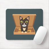 Tapis De Souris Chat dans une boîte à pizza (Avec souris)