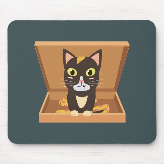 Tapis De Souris Chat dans une boîte à pizza (Devant)