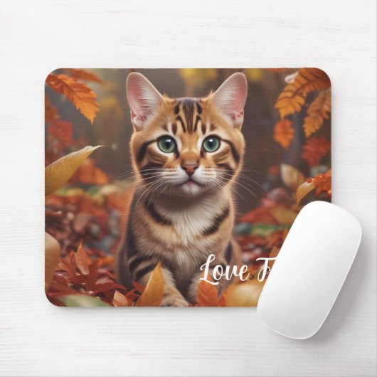 Tapis De Souris Chat d'automne (Avec souris)