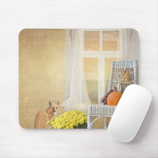 Tapis De Souris Chat d'automne (Avec souris)