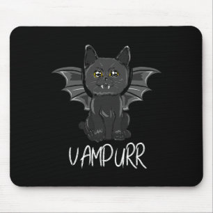 Tapis De Souris Chat de chauve-souris noir Halloween Vampire Vampu