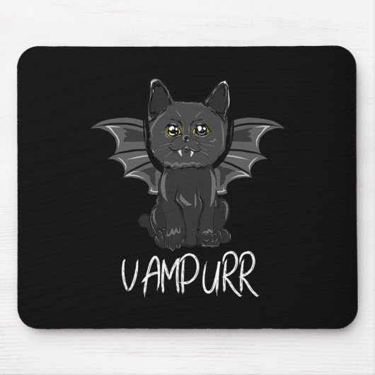 Tapis De Souris Chat de chauve-souris noir Halloween Vampire Vampu (Devant)