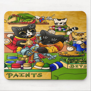 Tapis De Souris Chat de chevalier miniature modèle de peinture cha