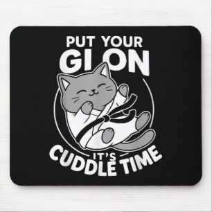 Tapis De Souris Chat de combat de Jiu Jitsu brésilien mis Gi sur c