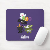 Tapis De Souris Chat de Cute Halloween, bat, mummy et ghost (Avec souris)