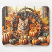 Tapis De Souris Chat de gingembre à Thanksgiving Cornucopia (Devant)