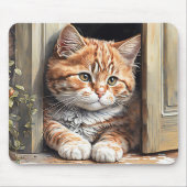 Tapis De Souris Chat de gingembre d'aquarelle (Devant)