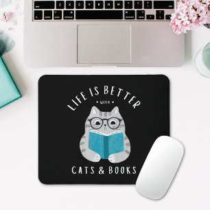 Tapis De Souris Chat de lecture amusant de l'auteur du livre