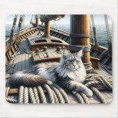Tapis De Souris Chat de Maine Coon sur un pont de navire (Devant)