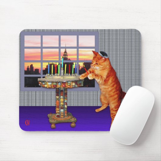 Tapis De Souris Chat de Menorah (Avec souris)